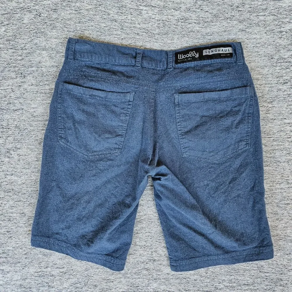 Woolly Longhaul Shorts Men’s Size 30 Blue 9” Inseam Merino Wool Blend EUC
